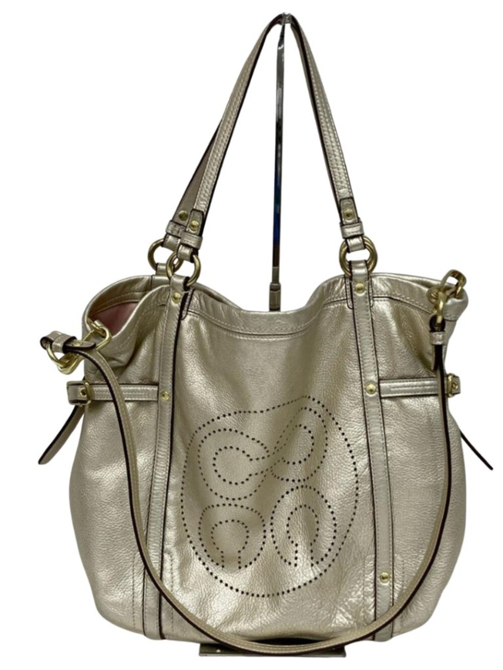 Coach Audrey Andie Cinch Tote Gold Leather Slouchy Buckle Bag Shoulder & Satchel - Picture 1 of 8